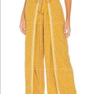 Cleobella Yellow Polka-dot High Waisted Flare Pants